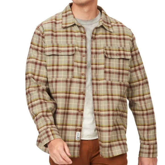 202. Marmot Doran Midweight Flannel Shirt | Color: Vetiver - Picture 2 of 9